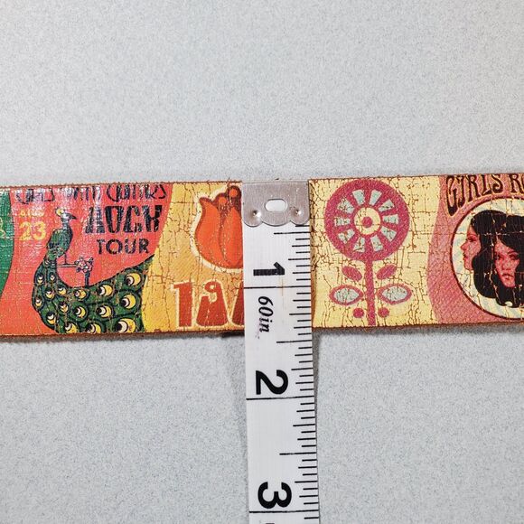 Fossil Women’s Leather Belt Medium Brown Patchwork Boho Fits Waist 32" to 36" - Picture 8 of 8